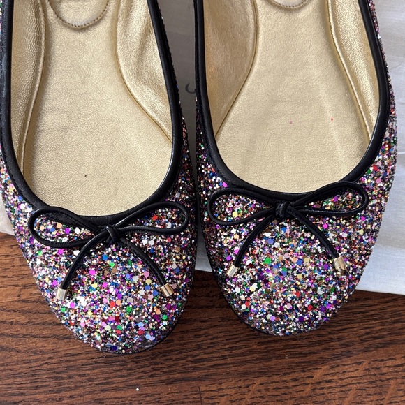 Jimmy Choo Glitter Flats with Black Trim - Picture 4 of 8